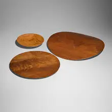 David Ellsworth, Collection of three chargers, black walnut, ash, figured walnut