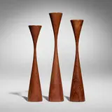 Rude Osolnik, Collection of three candlesticks, c. 1990, walnut