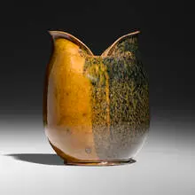 Vase by George E. Ohr, 1897-1900, glazed earthenware, sold Feb 2026