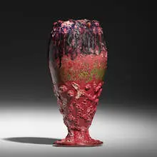 Large coupe by George E. Ohr, 1897-1900, glazed earthenware, sold Feb 2026
