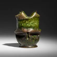 George E. Ohr, Vase, c. 1903, bisque earthenware with glazed interior