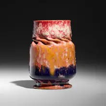 Vase by George E. Ohr, 1897-1900, glazed earthenware, sold Feb 2026