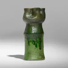 Vase by George E. Ohr, 1897-1900, glazed earthenware, sold Feb 2026