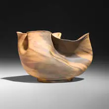 Vase by George E. Ohr, 1898-1910, glazed earthenware, sold Feb 2026