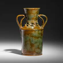 Vase by George E. Ohr, 1898-1910, glazed earthenware, sold Feb 2026