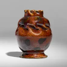 Vase by George E. Ohr, 1897-1900, glazed earthenware, sold Feb 2026