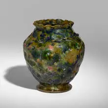 Large vase by George E. Ohr, 1897-1900, glazed earthenware, sold Feb 2026