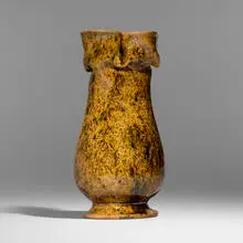 Large vase by George E. Ohr, 1895-96, glazed earthenware, sold Feb 2026