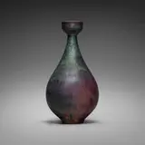 Round bottle with cupped top by Gertrud and Otto Natzler, 1961, earthenware with Sang Nocturne Reduction Fired glaze, sold Jan 2026