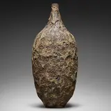 Tall bottle form by Gertrud and Otto Natzler, 1974, earthenware with Verdigris Crater glaze, sold Jan 2026