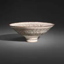 Lucie Rie, New Knitted footed bowl, c. 1978, glazed stoneware