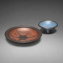 Harrison McIntosh, Low bowl and footed bowl, c. 1965, glazed stoneware