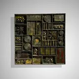 Paul Evans, Sculpture Front wall panel, 1965, welded, gilt and polychromed steel, 23 karat gold leaf