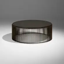 Paul Evans, Drum coffee table, c. 1968, steel, gold leaf, slate
