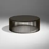 Paul Evans, Drum coffee table, c. 1968, steel, gold leaf, slate