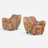 Barrel chairs model 100A, pair by Vladimir Kagan, upholstery, casters, sold Jan 2026