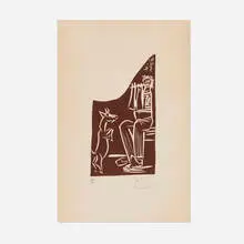 Faune et chèvre by Pablo Picasso, 1959, linocut on Arches, sold Apr 2026