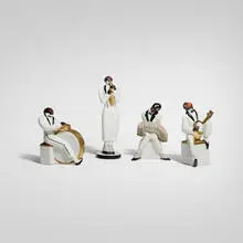 Robj, Jazz quartet figurines, c. 1927, glazed, gilt, and painted porcelain