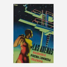 José Renau, Las Arenas: Balneario, Piscina Luminosa vintage poster, 1932, lithograph in colors