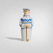 Robj, Rare golfer cocktail shaker, c. 1930, glazed porcelain