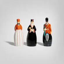 Robj, Figural stoppered bottles, set of three, c. 1930, glazed porcelain