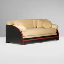 Paul Theodore Frankl, D-sofa, lacquered wood, upholstery