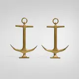 Modern, Anchor andirons, pair