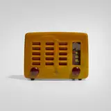 Radio, model 564 by Emerson Radio & Phonograph Corp., 1940, Catalin, fabric, reverse painted plastic, sold Apr 2026