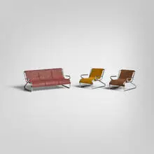 Modern, Collection of miniature furniture, c. 1940, steel, patinated metal