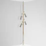 Raymond Loewy, Futura tension pole floor lamp, c. 1955, brass, chrome-plated aluminum