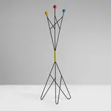 Roger Feraud, Coat rack, c. 1950, painted wood, enameled steel, plastic