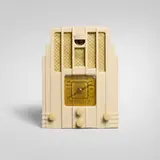 Air King Radio, model 770 by Harold Van Doren and John G. Rideout, 1937, Catalin, plastic, sold Apr 2026