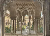 Wilhelm Gail, Der Löwenhof der Alhambra, 1833, Aquarell und Deckweiß auf Papier
