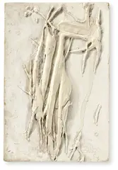 Ohne Titel (aus der Serie: Relief-Paintings) by Herbert Zangs, 1954, Weiße Gussmasse über weißer Acrylfarbe auf Hartfaser, sold Dec 2020
