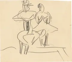 Ernst Ludwig Kirchner, 3 Akrobaten, 1910, Bleistift auf Papier