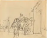 Adolph von Menzel, Kutschengespann. 1840er Jahre