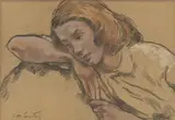 Lotte Laserstein, Bildnis eines Mädchens, Pastellkreide, Kreide und Kohle auf bräunlichem Papier
