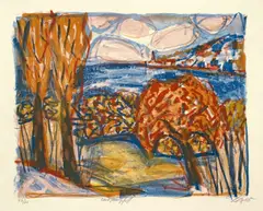 Herbstlandschaft by Otto Dix, 1965, Farblithographie auf Van-Gelder-Bütten, sold May 2011