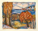 Otto Dix, Herbstlandschaft, 1965, Farblithographie auf Van-Gelder-Bütten