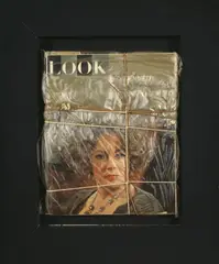 Look by Christo, 1965, Zeitschriften, Kunststoff, Schnur, bemaltes Holz, sold Nov 2010