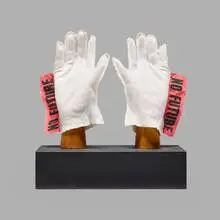 Vivienne Westwood and Malcolm McLaren for Seditionaries, No Future Gloves for Johnny Rotten, screenprint on fabric, fabric