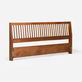 George Nakashima, Slatted king-size headboard, 1972, American black walnut, brass-plated steel