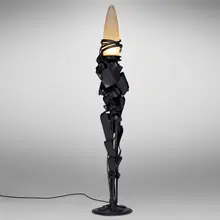 Albert Paley, Arabesque Parabolic floor lamp, 2014, forged and fabricated steel with a blackened finish, parabolic glass shade