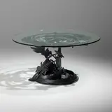 Albert Paley, Dragon's Back dining table, 1998, formed and fabricated steel with a polychromed finish, glass