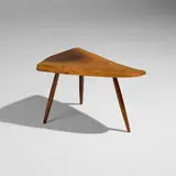 Wepman occasional table by George Nakashima, c. 1979, English walnut, American black walnut, sold Jan 2026