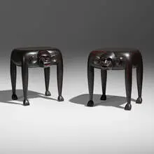 Judy Kensley McKie, Gorilla nightstands, pair, 1993, carved and lacquered wood
