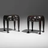 Judy Kensley McKie, Gorilla nightstands, pair, 1993, carved and lacquered wood