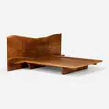 Ian Ingersoll, Custom Live Edge queen-size platform bed frame, c. 1990, walnut