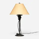 Albert Paley, Table lamp, 1993, forged and fabricated steel with a blackened finish, linen shade