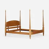 Richard Scott Newman, Queen-size four-poster bed frame, c. 1986, cherry, maple, ebony inlay, gilt brass
